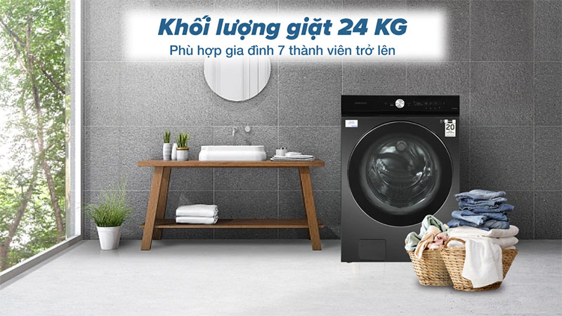 Khôi lượng giặt của Máy giặt Bespoke AI Inverter 24kg Samsung WF24B9600KV/SV