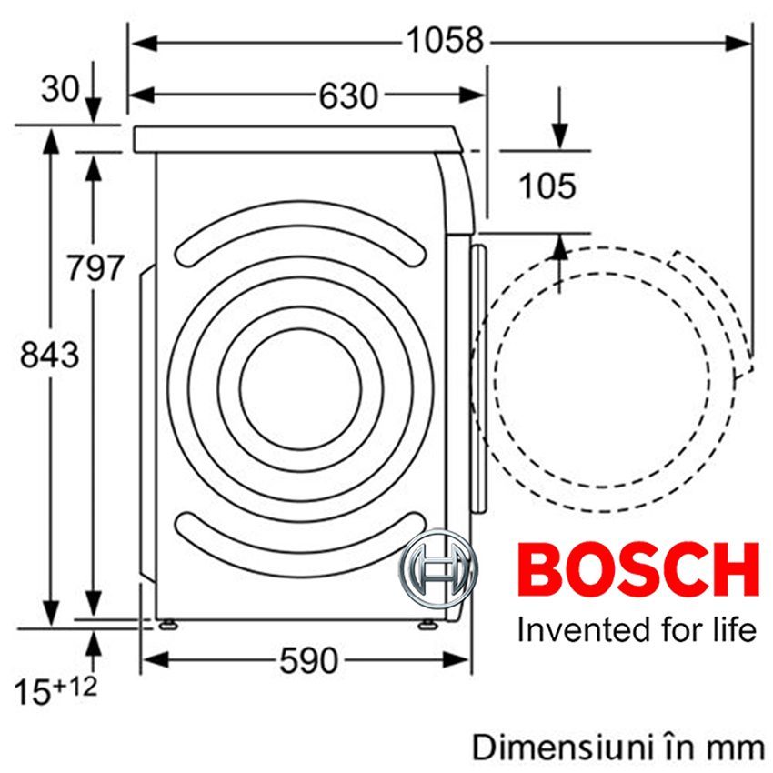 Kích thước của máy giặt Bosch WAS-24468ME
