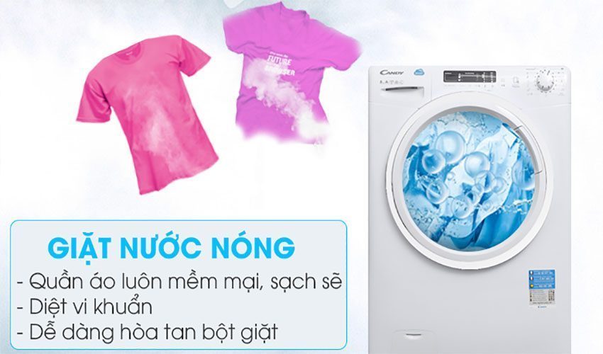 Chế độ giặt nước nóng của Máy giặt Candy HCS-1282D3Q/1-S