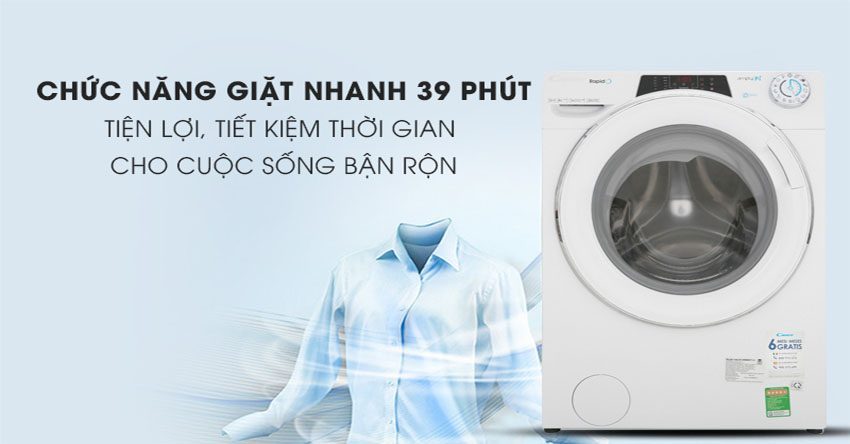 Chức năng giặt nhanh của Máy giặt Inverter Candy RO 16106DWHC7\1-S