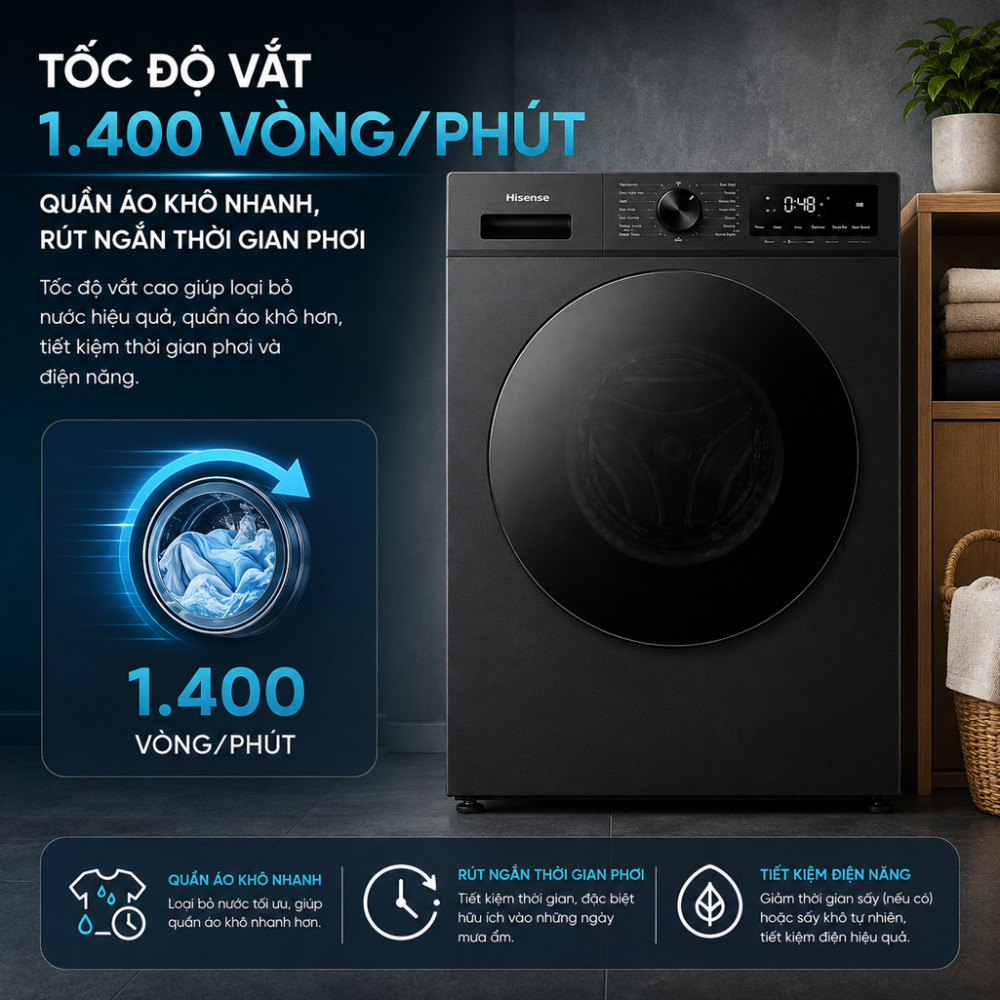 Máy giặt Hisense WF120I142VKL 12kg - Hàng chính hãng