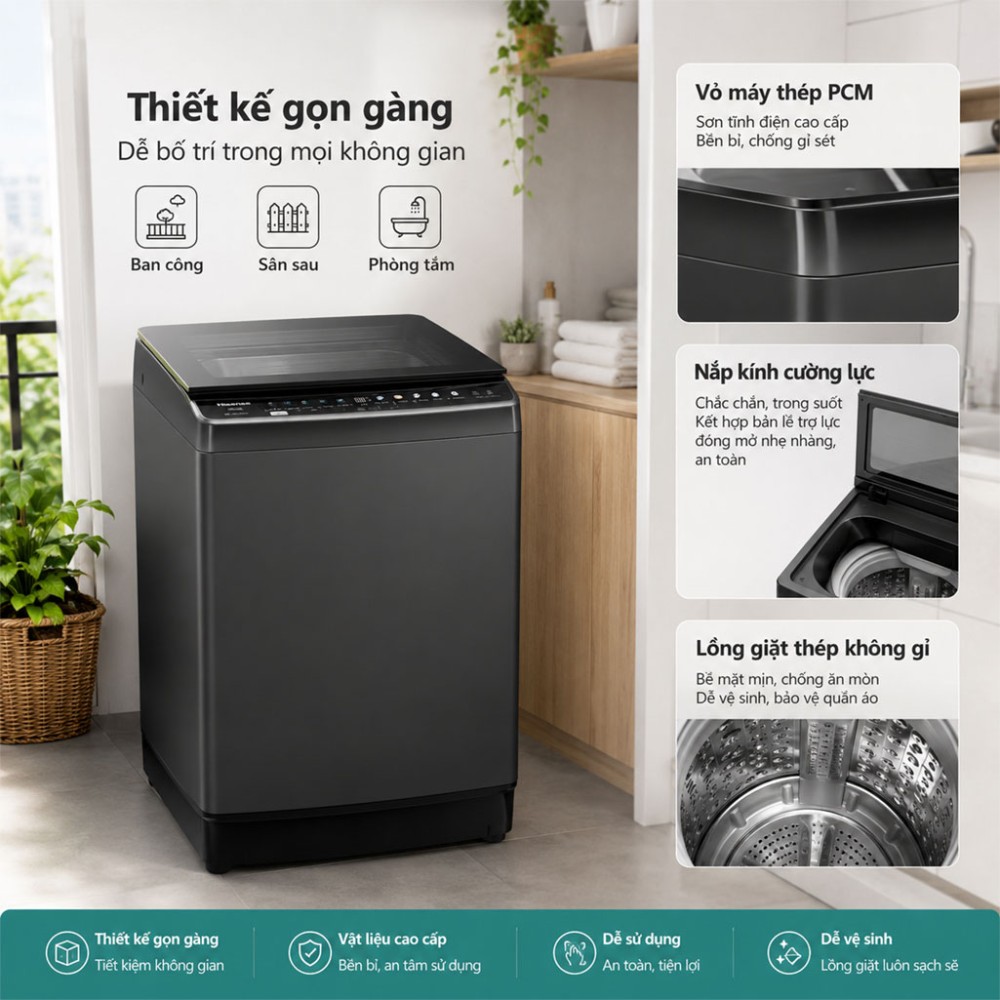 Máy giặt Hisense 13 kg WTJH1313UB - Hàng chính hãng