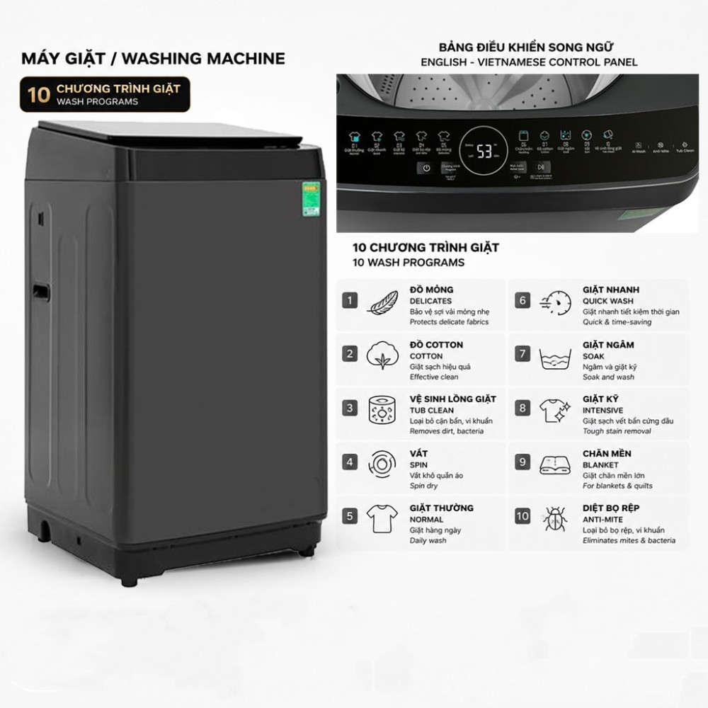 Máy giặt Hisense 9 kg WT90F30 - Hàng chính hãng