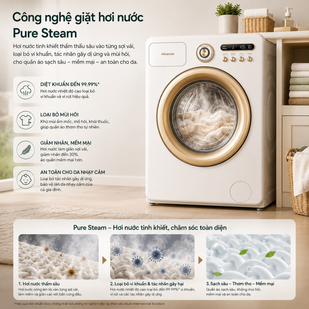 Máy giặt Hisense Inverter 10.5 kg WF105R5 - Hàng chính hãng