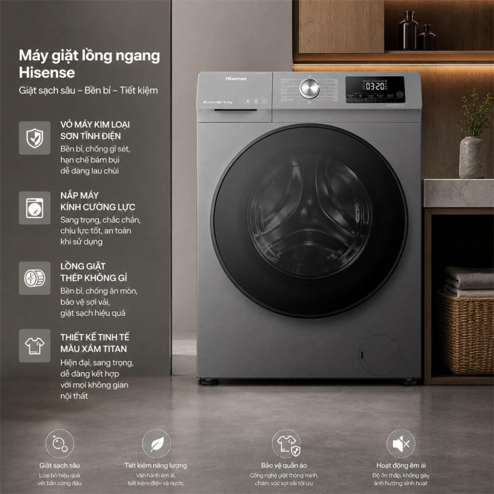 Máy giặt Hisense Inverter 10.5kg WFQA1043BT - Hàng chính hãng