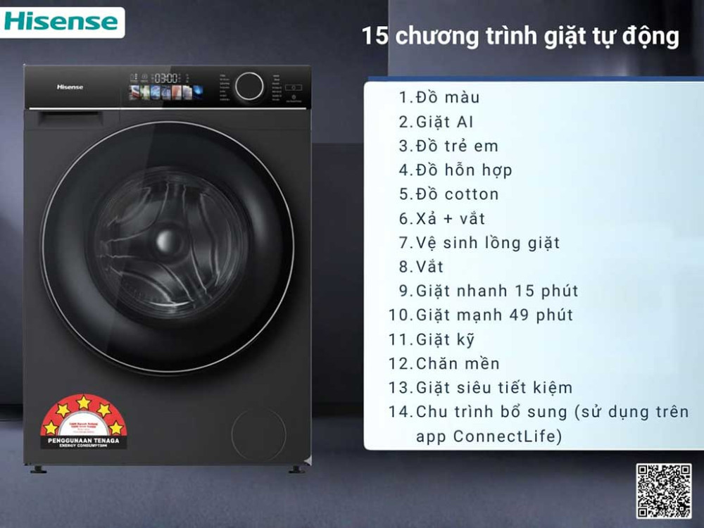 Máy giặt cửa trước Hisense inverter 12kg WF120M5 - Hàng chính hãng