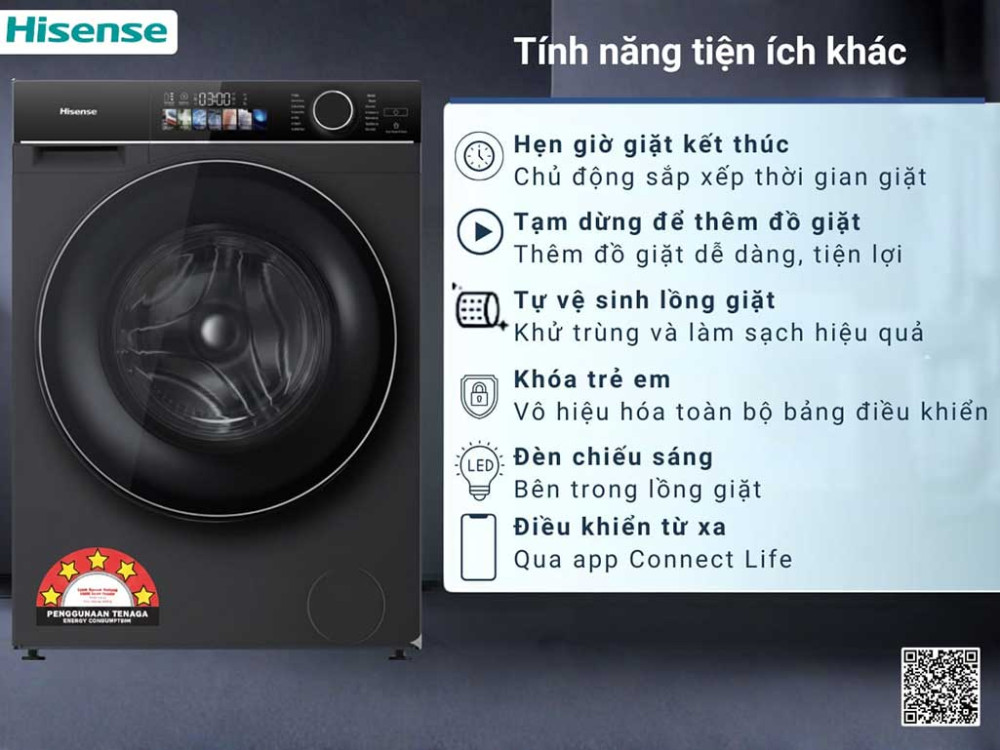 Máy giặt cửa trước Hisense inverter 12kg WF120M5 - Hàng chính hãng