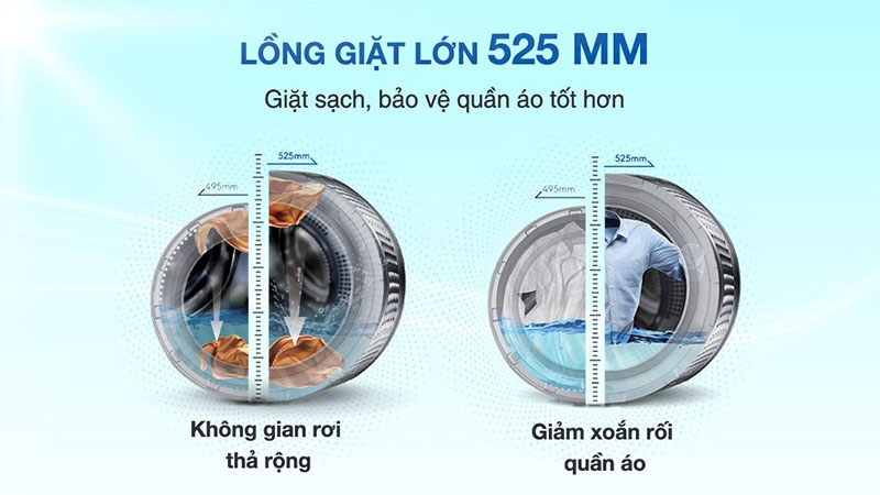 Thiết kế lồng giặt của Máy giặt Inverter 10 kg Aqua AQD- DD1001G.PS
