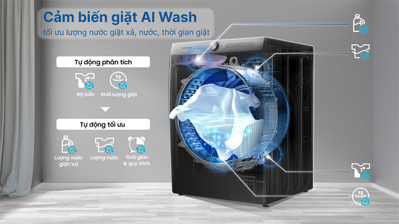 Công nghệ giặt AI của Máy giặt Inverter 10kg Samsung WW10TP44DSB/SV