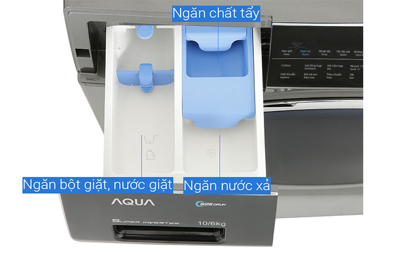Ngăn chứa chất giặt tẩy của Máy giặt Inverter 12 kg Aqua AQD-A1200H.PS