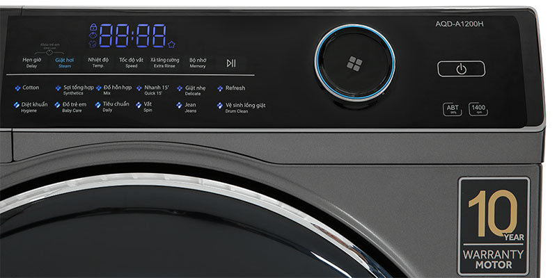 Bảng điều khiển của Máy giặt Inverter 12 kg Aqua AQD-A1200H.PS