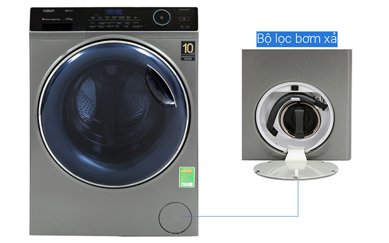 Bộ lọc bơm xả của Máy giặt Inverter 12 kg Aqua AQD-A1200H.PS