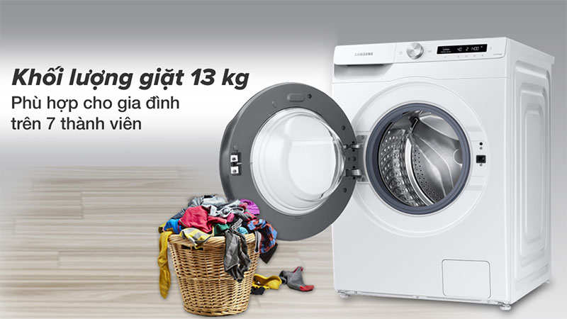 Khối lượng giặt của Máy giặt Inverter 13kg Samsung WW13T504DAW/SV