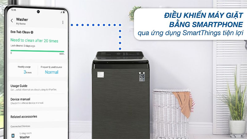 Ứng dụng điện tử của Máy giặt Inverter 17kg Samsung WA17CG6886BVSV