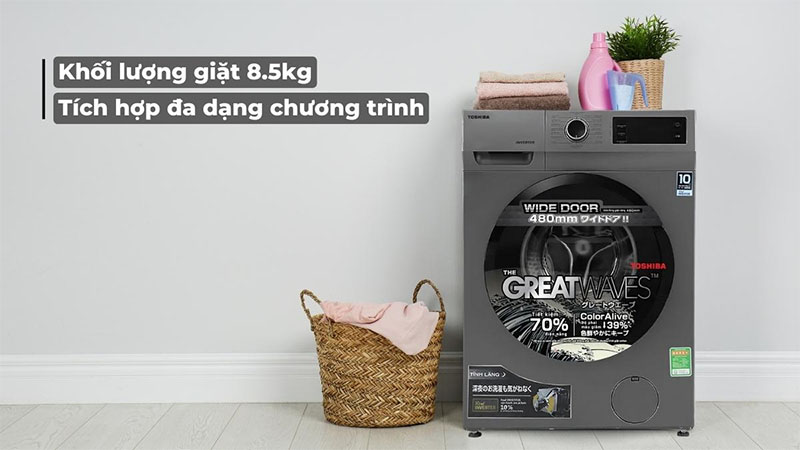 Khối lượng giặt của Máy giặt Inverter 8.5 kg Toshiba BK95S3V(SK)