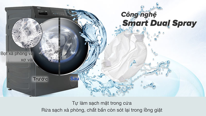 Công nghệ giặt của Máy giặt Inverter 8.5 kg Aqua AQD-A852J.BK