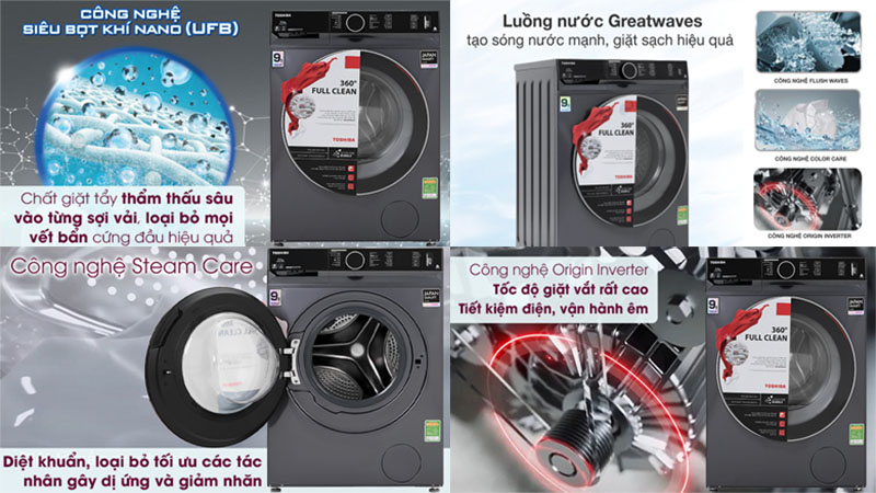 Công nghệ giặt của Máy giặt Inverter 9.5 Kg Toshiba TW-BK105G4V(MG)