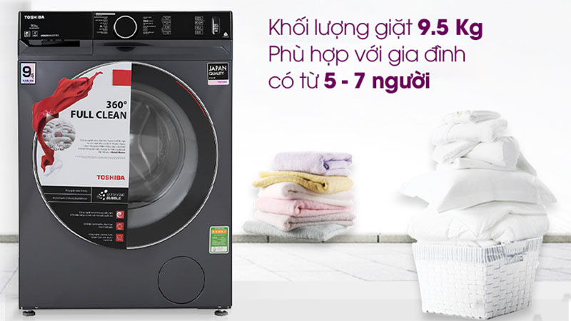 Khối lượng giặt của Máy giặt Inverter 9.5 Kg Toshiba TW-BK105G4V(MG)
