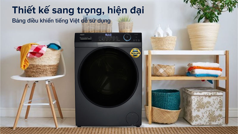Thiết kế của Máy giặt Inverter 9 kg Aqua AQD-D902G.BK