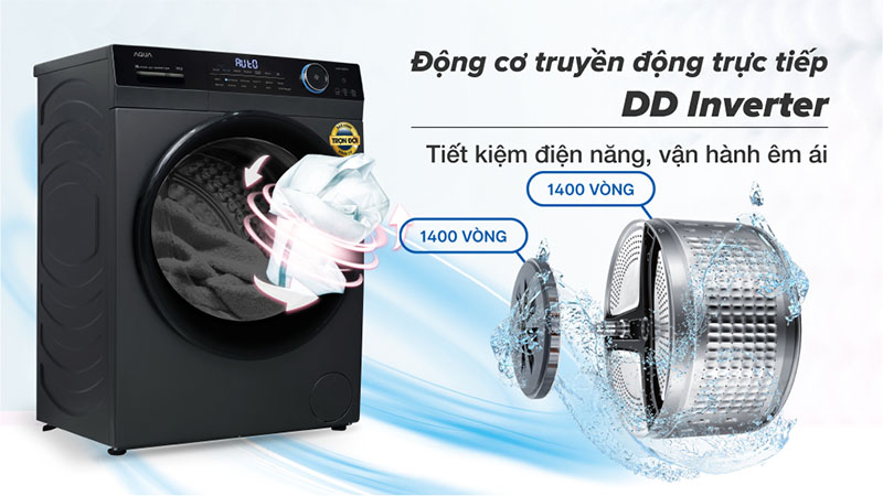 Động cơ của Máy giặt Inverter 9 kg Aqua AQD-D902G.BK