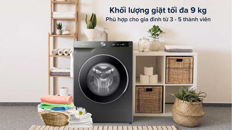Khối lượng giặt của Máy giặt Inverter 9kg Samsung WW90T634DLN/SV
