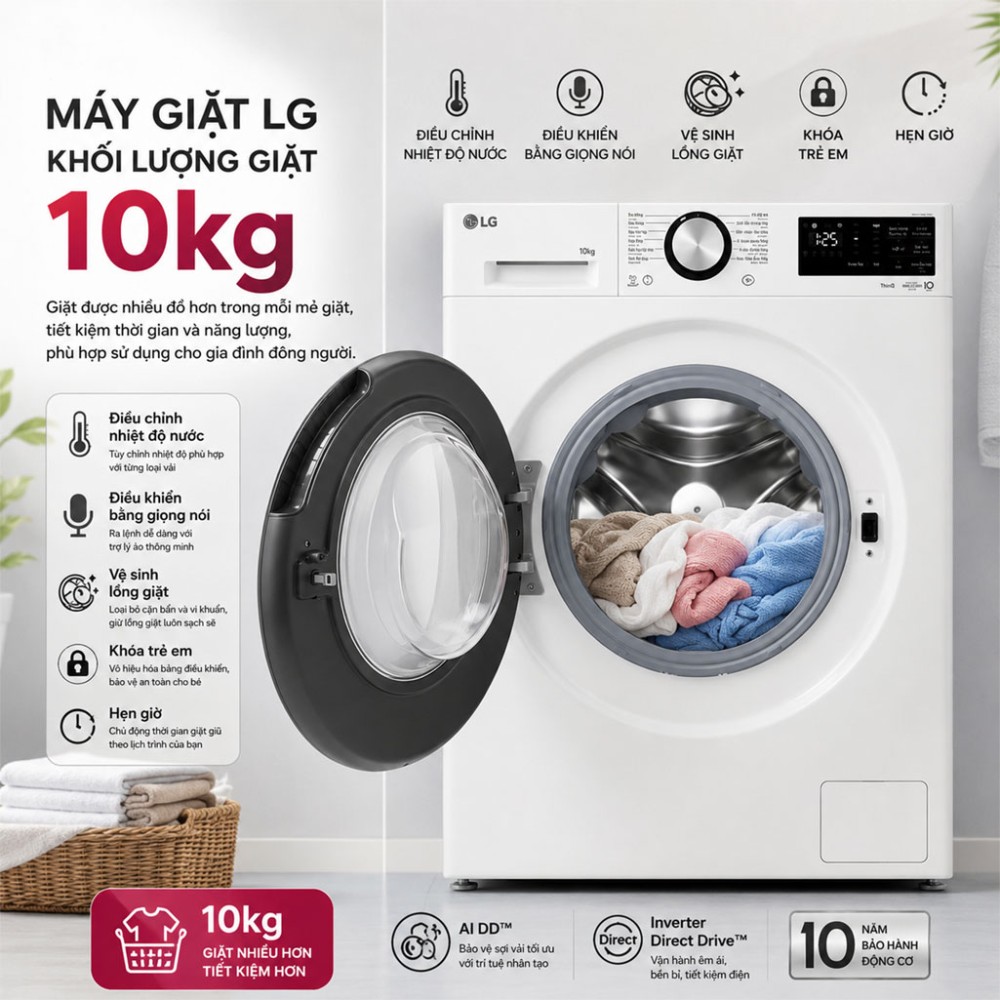 Máy giặt LG AI DD Inverter 10kg FX1410N5W.AGWPEVN - Hàng chính hãng