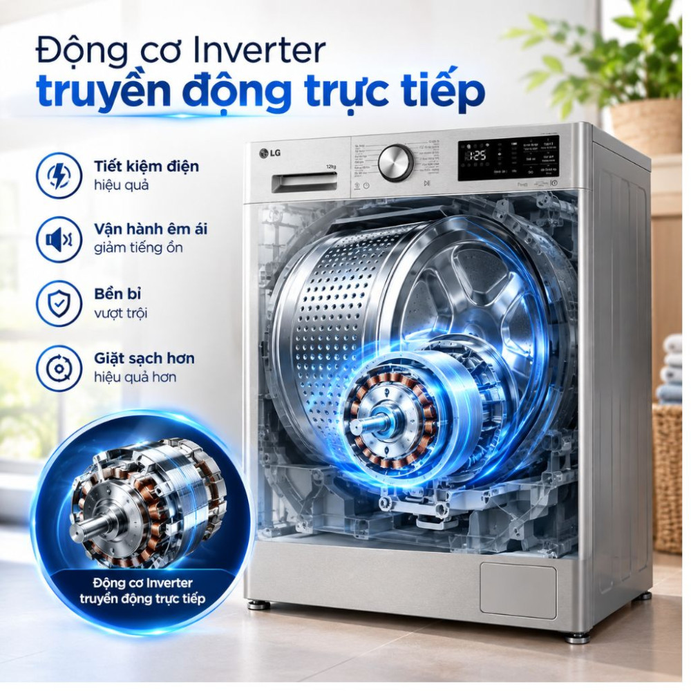 Máy giặt LG inverter 12 kg FX1412N5S  - Hàng chính hãng