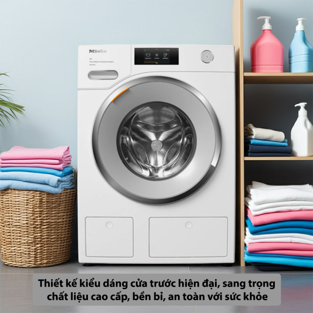 Máy giặt Miele 9 kg WWV980 WPS Passion W1 thiết kế kiểu dáng hiện đại, sang trọng, chất liệu bền bỉ