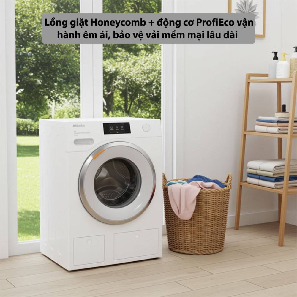 Máy giặt Miele 9 kg WWV980 WPS Passion W1 lồng giặt thiết kế bảo vệ vải, động cơ bền bỉ