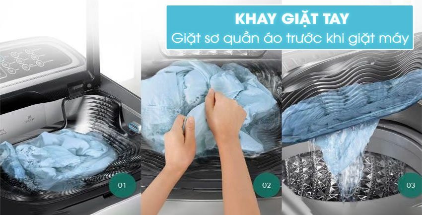 Khay giặt tay tích hợp của Máy giặt Samsung WA10J5710SG/SV 