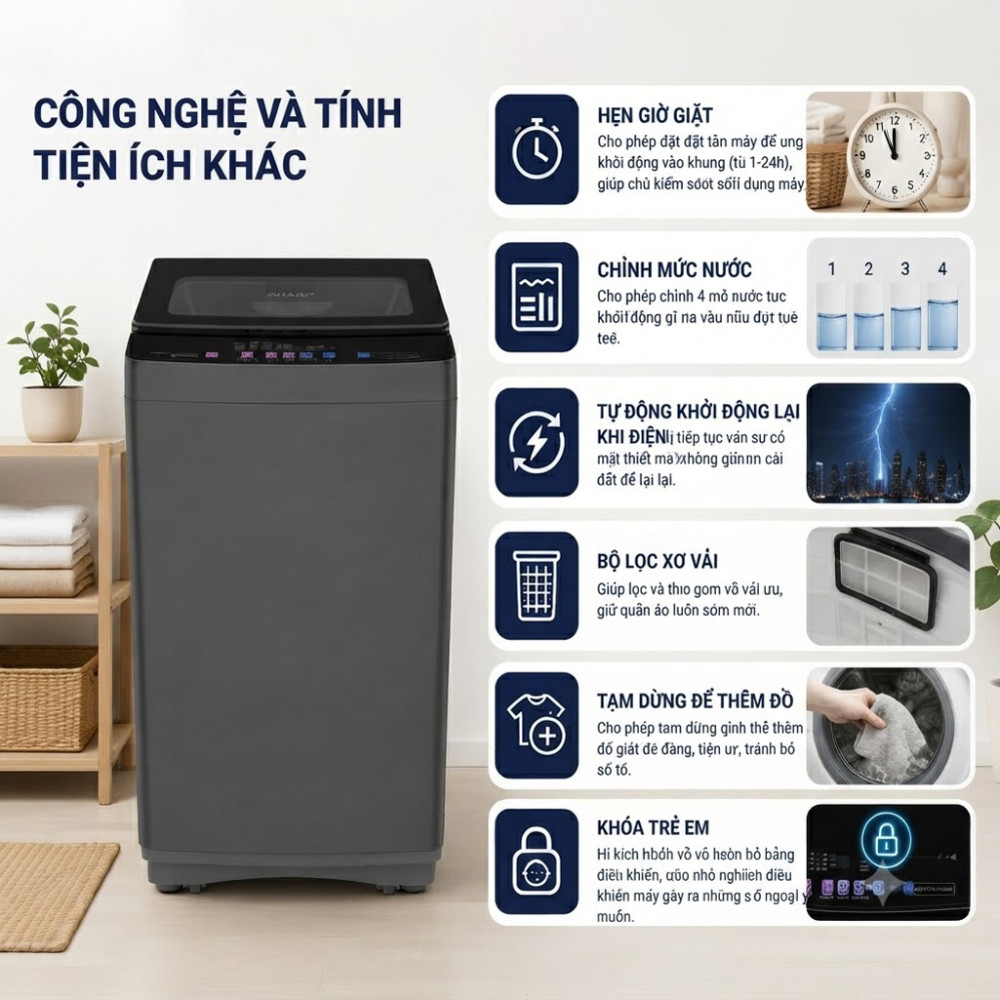 Máy giặt Sharp Inverter 18 kg ES-TN181ED-DG - Hàng chính hãng