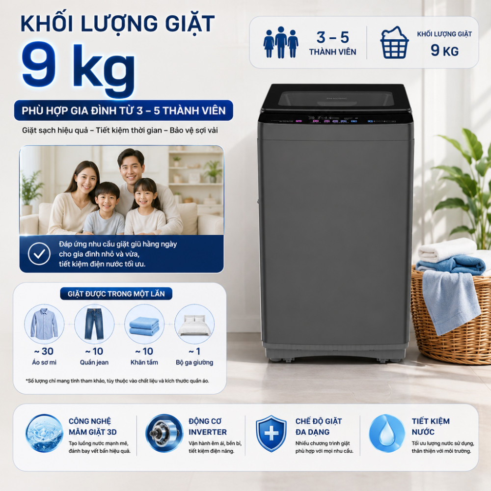Máy giặt Sharp 9 kg ES-TN91EN-DG - Hàng chính hãng