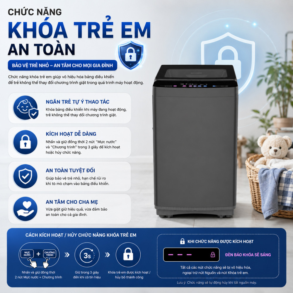 Máy giặt Sharp 9 kg ES-TN91EN-DG - Hàng chính hãng