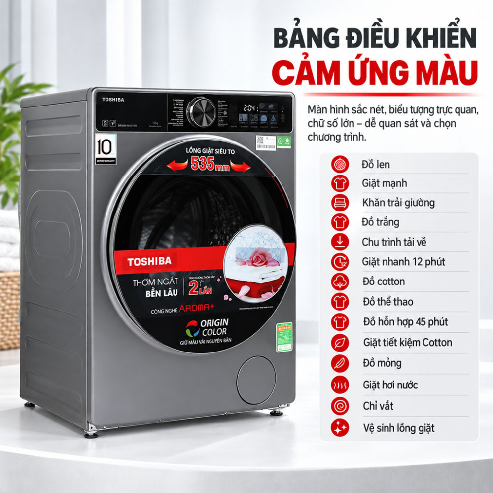 Máy giặt Toshiba Inverter 13 kg TW-T25BZP140MWV(MG) - Hàng chính hãng