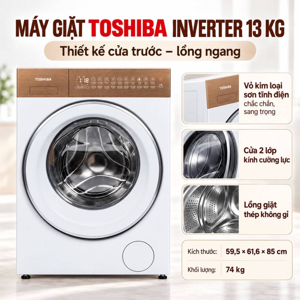 Máy giặt Toshiba Inverter 13 kg TW-T37BZP140MWV(WT) - Hàng chính hãng