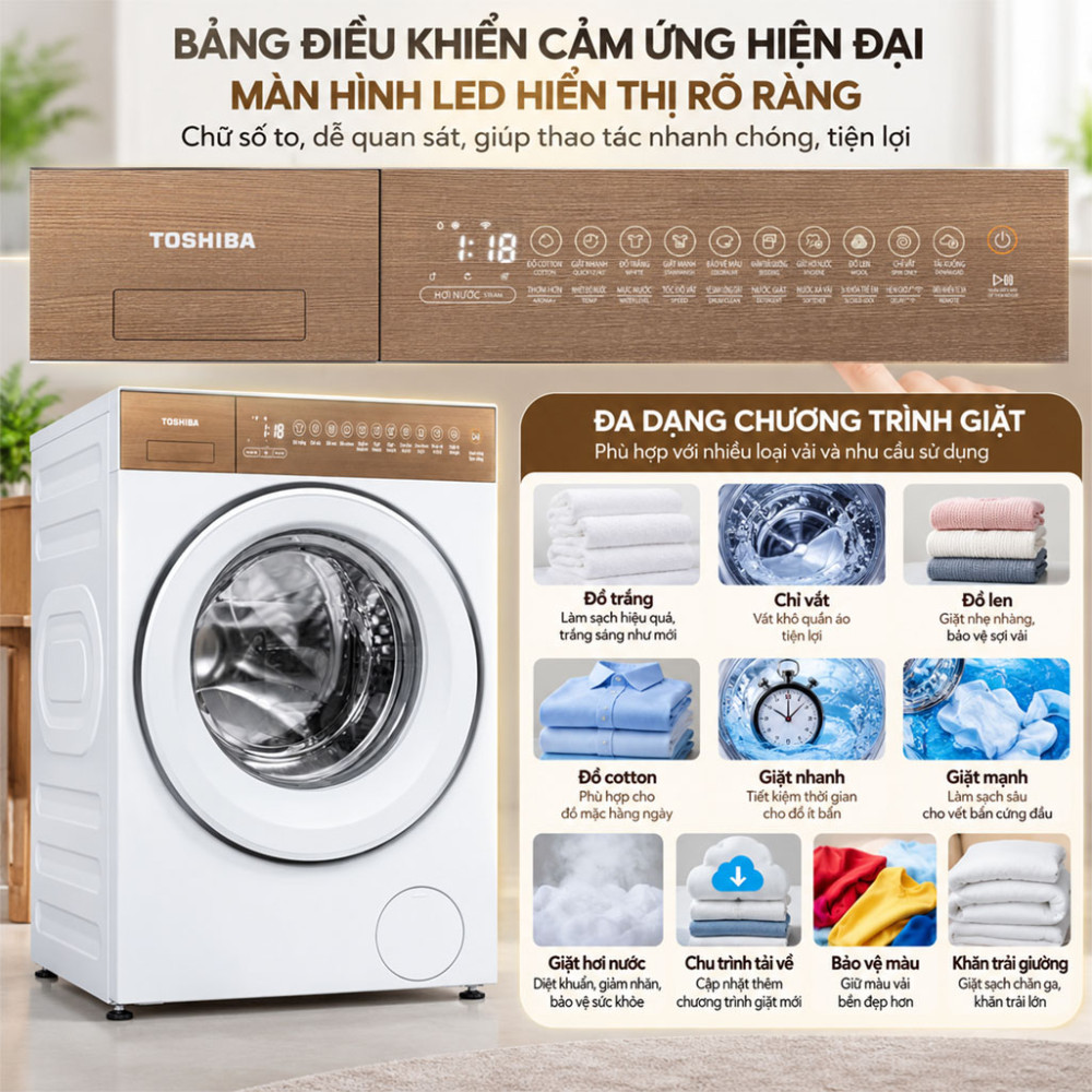 Máy giặt Toshiba Inverter 13 kg TW-T37BZP140MWV(WT) - Hàng chính hãng