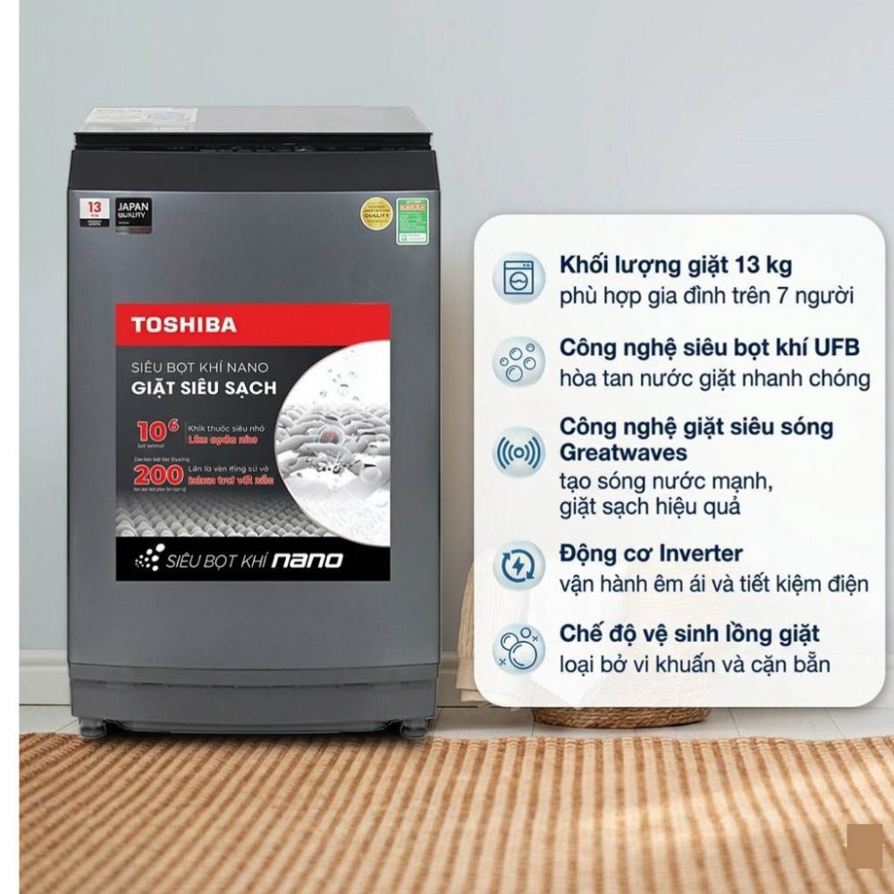 Máy giặt Toshiba Inverter 13 kg AW-DUK1300KV(SG) - Hàng chính hãng