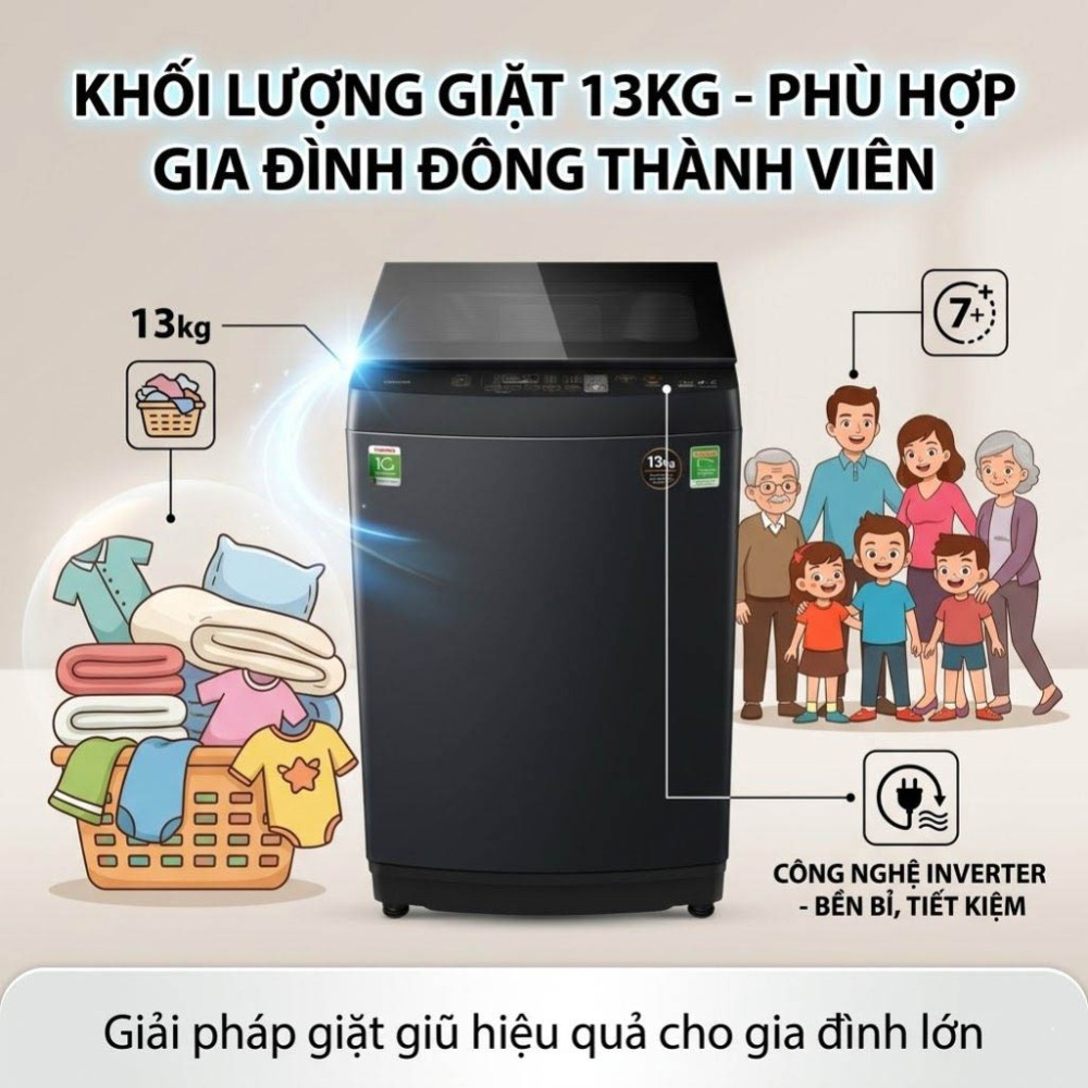 Máy giặt Toshiba Inverter 13 kg AW-DUK1300KV(SG) - Hàng chính hãng