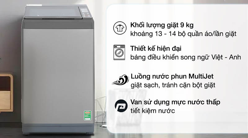 Một số tính năng nổi bật của máy giặt Aqua 9 Kg AQW-S90CT.S