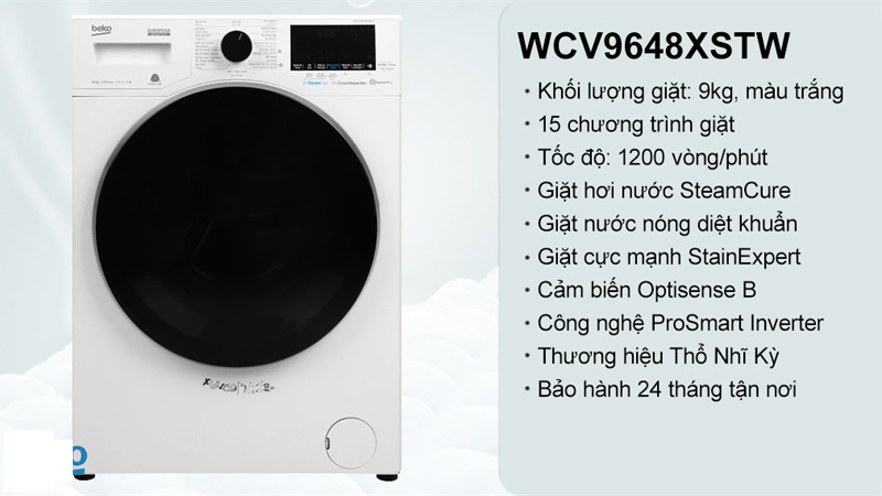 Tính năng nổi bật của máy giặt Beko Inverter 9 kg WCV9648XSTM