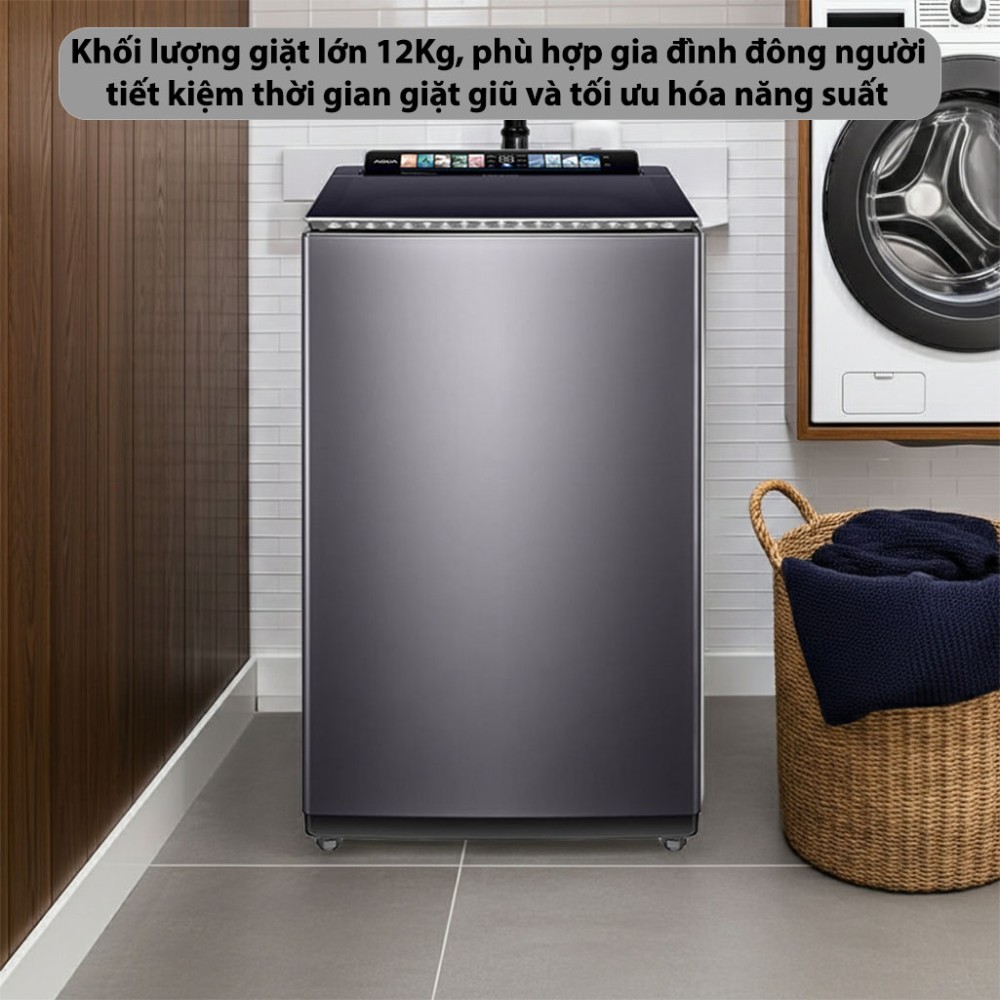 Máy giặt cửa trên Inverter 12 kg Aqua AWM12-BSR1K(BU) - Hàng chính hãng