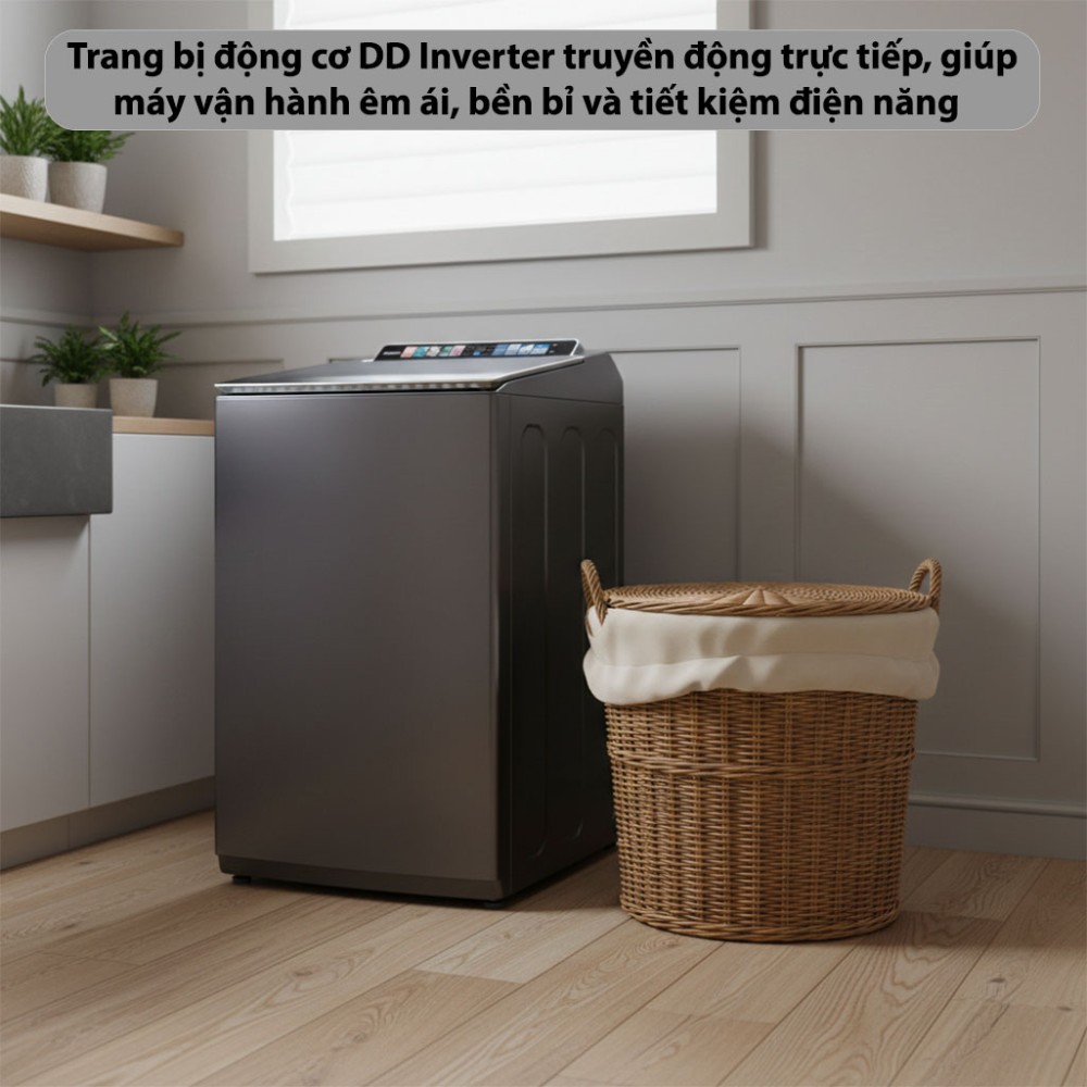 Máy giặt cửa trên Inverter 12 kg Aqua AWM12-BSR1K(BU) - Hàng chính hãng