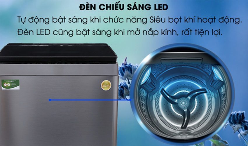 Đèn chiếu sáng của máy giặt cửa trên Inverter Toshiba AW-DUG1600WV-SK
