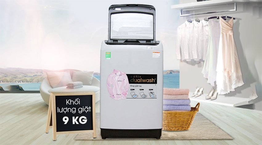 Máy giặt cửa trên Samsung WA90J5710SG/SV với thiết kế khối lượng giặt lên đến 9 kg