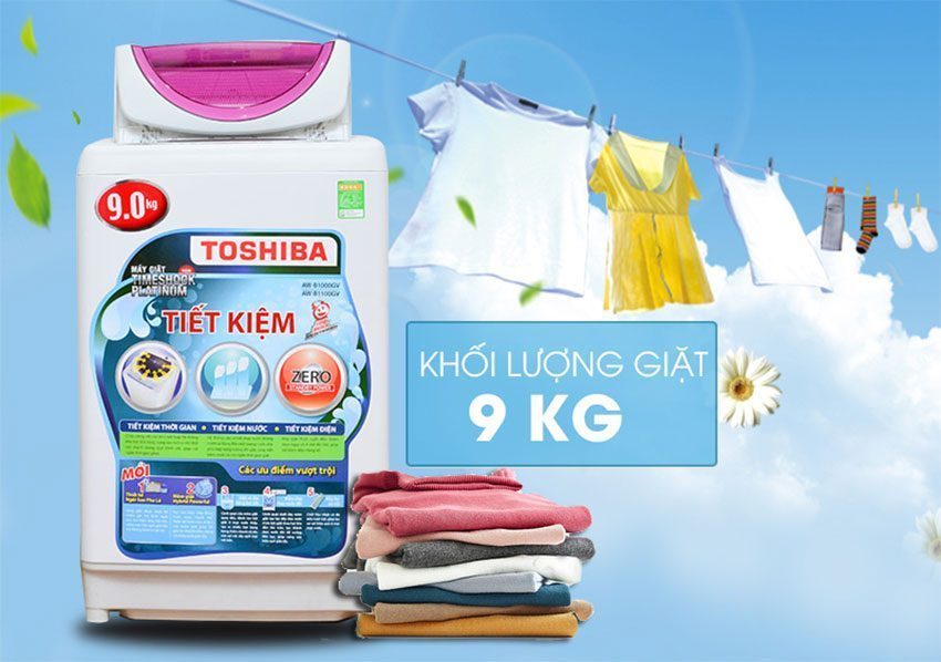 Máy giặt cửa trên Toshiba AW-B1000GV(WB) với khối lượng giặt lên đến 9 Kg