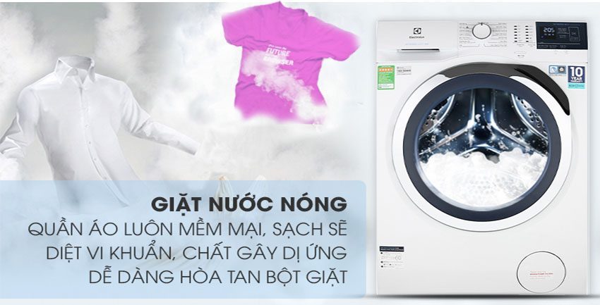 Chế độ giặt nước nóng của Máy giặt cửa trước EcoInverter Electrolux EWF1024BDWA