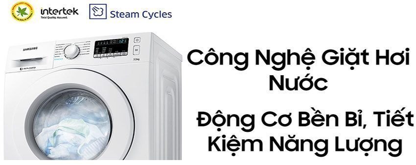 Công nghệ giặt hơi nước của máy giặt cửa trước Samsung WW75J42G3KW/SV
