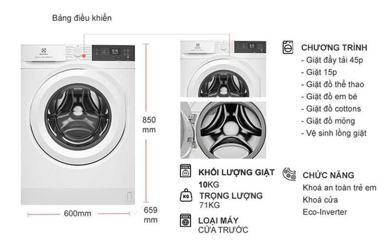 Máy giặt Electrolux inverter EWF1024D3WC