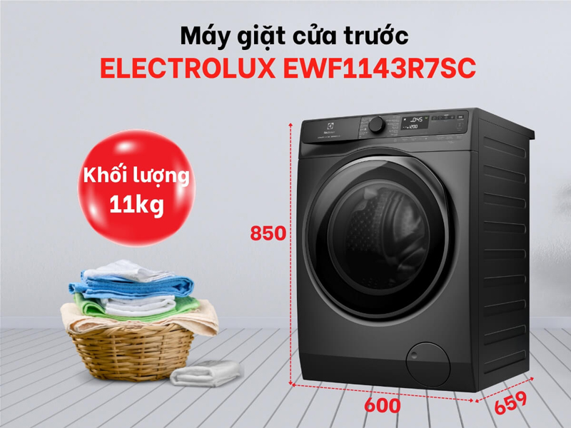 Kích thước của máy giặt Electrolux inverter 11 kg EWF1143R7SC 