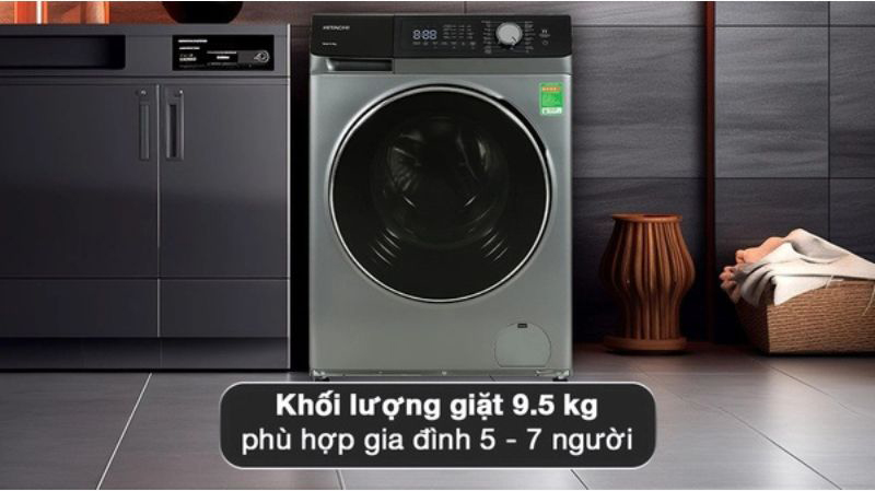 Khối lượng giặt 9.5Kg, phù hợp gia đình từ 5 thành viên trở lên